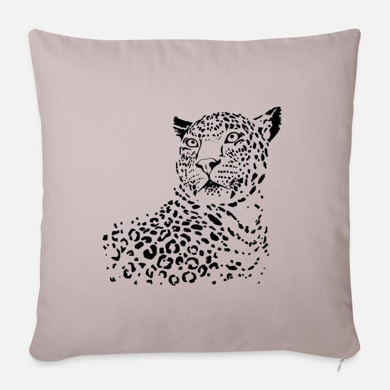 Wachsamer Leopard - Sofakissenbezug 45 x 45 cm - helles Taupe