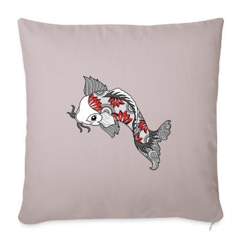 Poisson Koi - design art corporel - Housse de coussin décorative 45 x 45 cm - taupe clair - Devant
