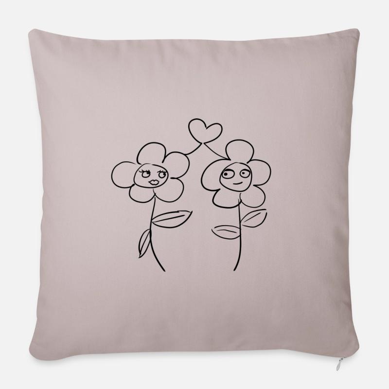 Blume Blumen - Sofakissenbezug 45 x 45 cm - helles Taupe