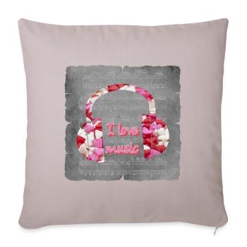Des écouteurs du cœur J’aime la musique - Housse de coussin décorative 45 x 45 cm - taupe clair - Devant