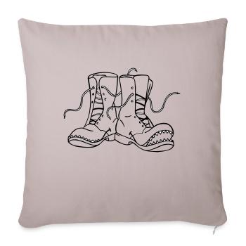 Monster Schuhe "Schnür & Senkel" teilweiß - Sofakissenbezug 45 x 45 cm - helles Taupe - Vorne