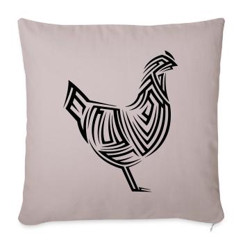Tatouage tribal de poulet - Housse de coussin décorative 45 x 45 cm - taupe clair - Devant