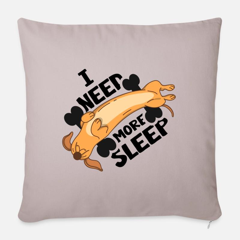 Teckel endormi Teckel Teckel Teckel Sleepy Cap - Housse de coussin décorative 45 x 45 cm - taupe clair