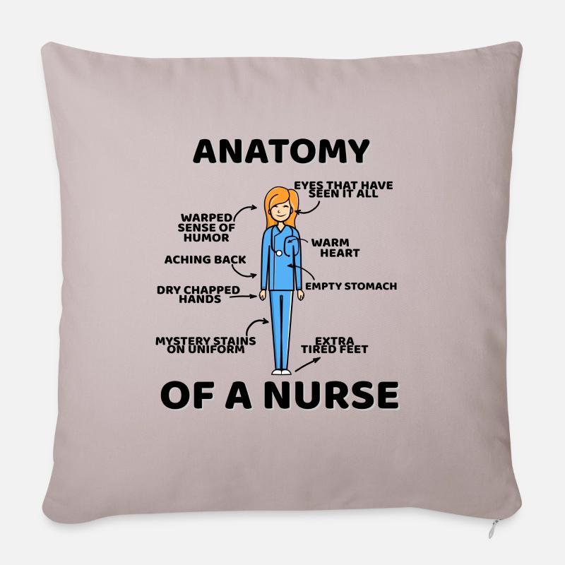 Anatomie d'un cadeau rigolo d'infirmière - Housse de coussin décorative 45 x 45 cm - taupe clair