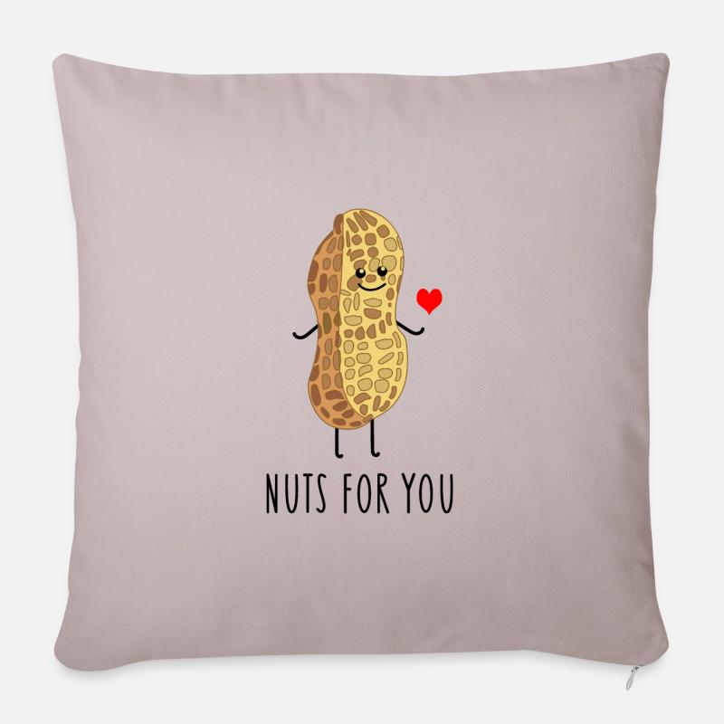 Des noix avec amour - Housse de coussin décorative 45 x 45 cm - taupe clair