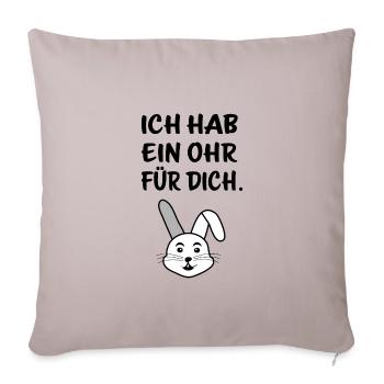 Ein Ohr - Sofakissenbezug 45 x 45 cm - helles Taupe - Vorne