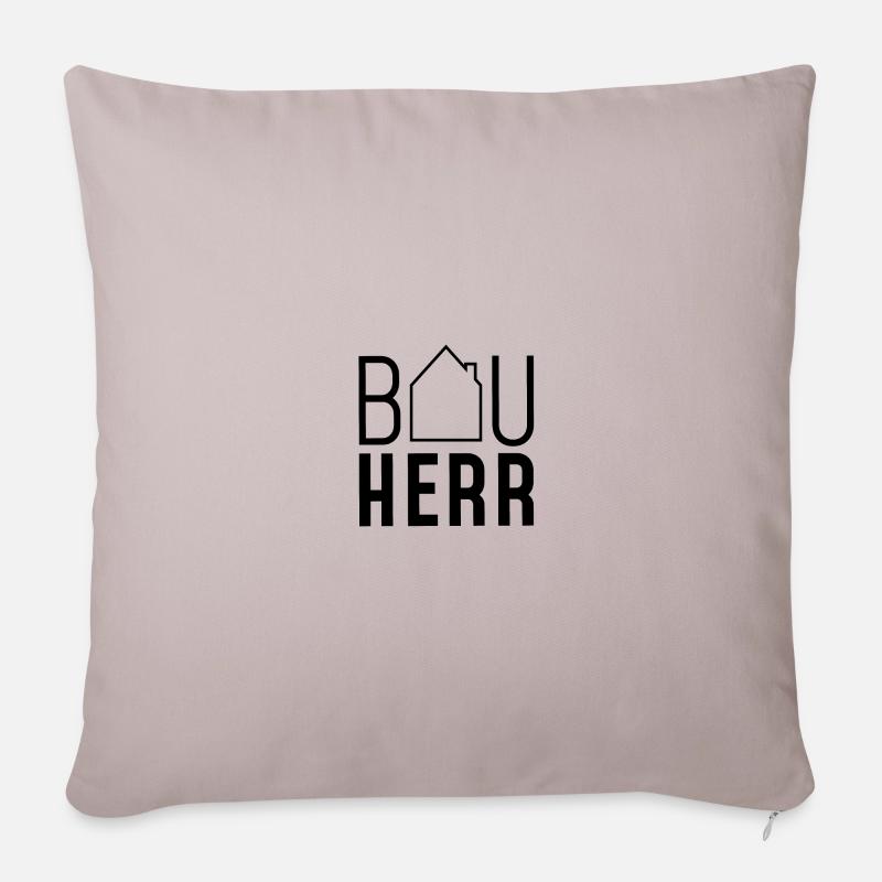 Bauherr mit Haus - Sofakissenbezug 45 x 45 cm - helles Taupe