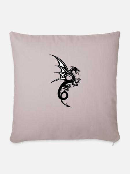 Drache - Sofakissenbezug 45 x 45 cm - helles Taupe