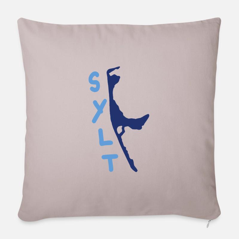 sylt blau mit schriftzug - Sofakissenbezug 45 x 45 cm - helles Taupe