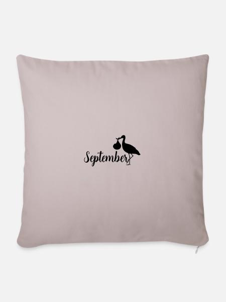 Schwanger Storch Baby kommt im September - Sofakissenbezug 45 x 45 cm - helles Taupe