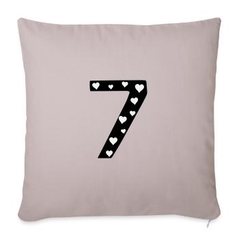 7 Geburtstag mit Herz - Sofakissenbezug 45 x 45 cm - helles Taupe - Vorne