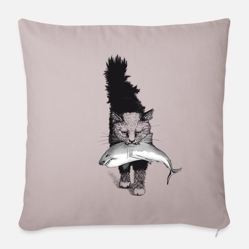 Shark-Cat - Sofakissenbezug 45 x 45 cm - helles Taupe