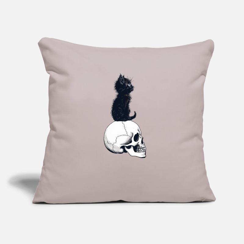 Cute kitten sitting on a skull Sofa pillowcase 17,3'' x 17,3'' (45 x 45 cm)