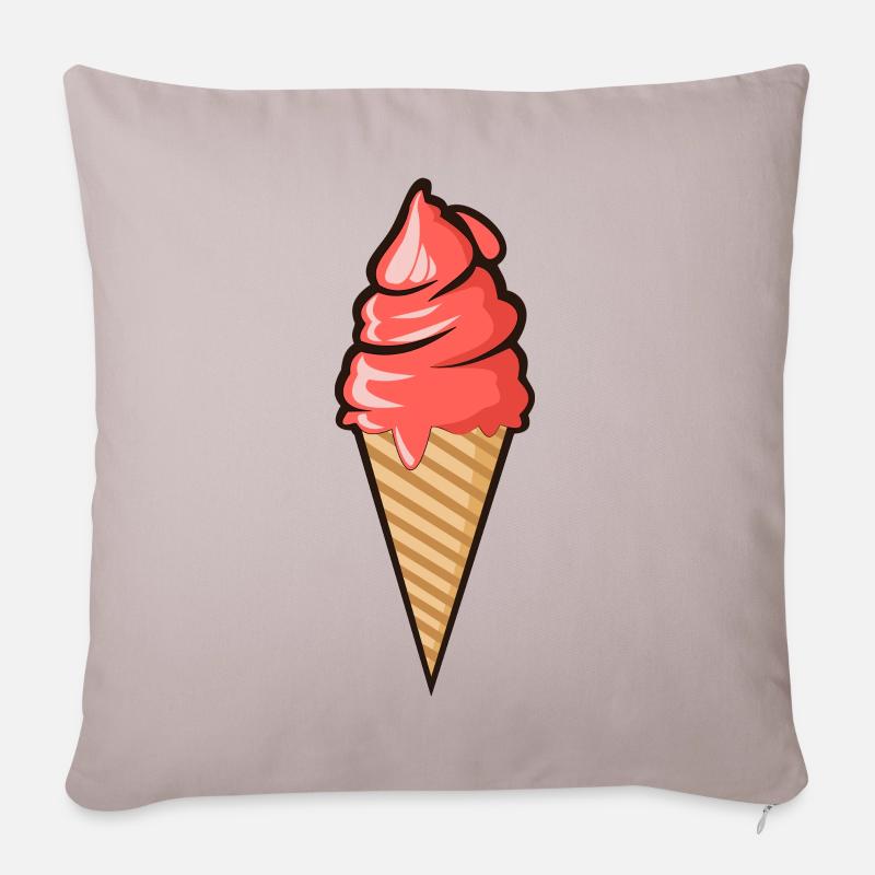Crème glacée gaufres crème glacée gaufres vacances d'été au soleil - Housse de coussin décorative 45 x 45 cm - taupe clair