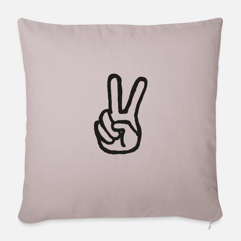 Peacezeichen - Sofakissenbezug 45 x 45 cm - helles Taupe