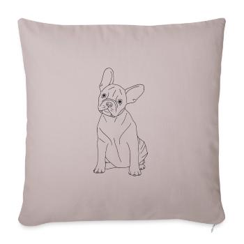 Französische Bulldogge - Sofakissenbezug 45 x 45 cm - helles Taupe - Vorne