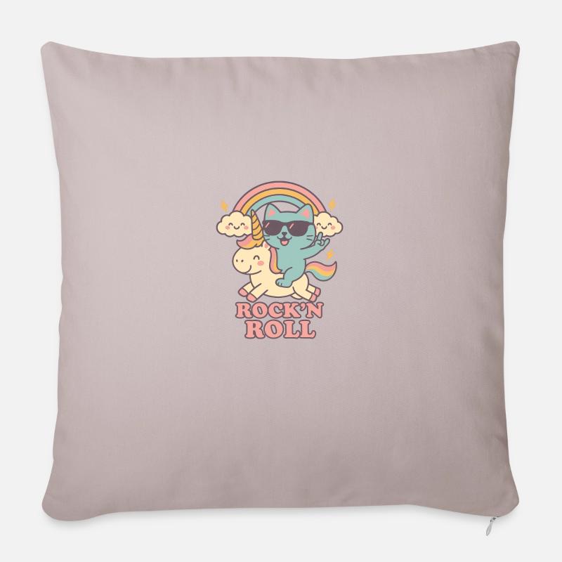 Rock’n’Roll Kitty Ride - Sofakissenbezug 45 x 45 cm - helles Taupe