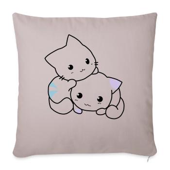 Katzen süß - Sofakissenbezug 45 x 45 cm - helles Taupe - Vorne
