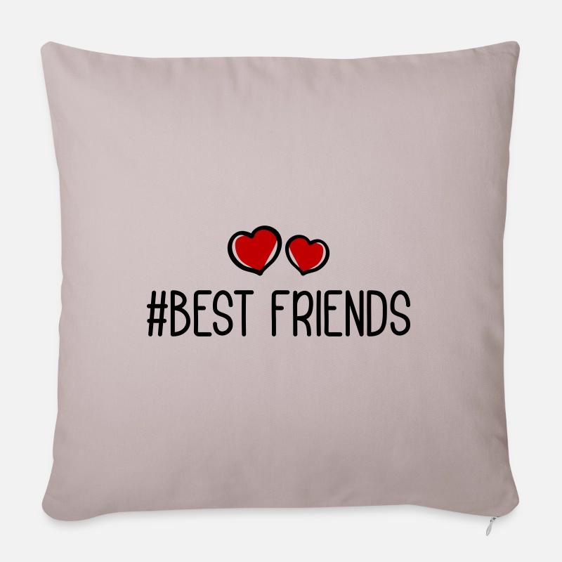 Beste Freunde Herzen Liebe - Sofakissenbezug 45 x 45 cm - helles Taupe