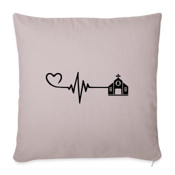 Église Pulse Coeur Amour Foi - Housse de coussin décorative 45 x 45 cm - taupe clair - Devant