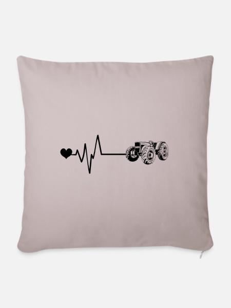 Traktor Puls Herz Liebe - Sofakissenbezug 45 x 45 cm - helles Taupe