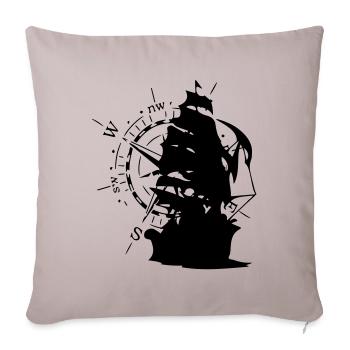 WindRose mit Segelschiff | Freizeimode Bstyled - Sofakissenbezug 45 x 45 cm - helles Taupe - Vorne
