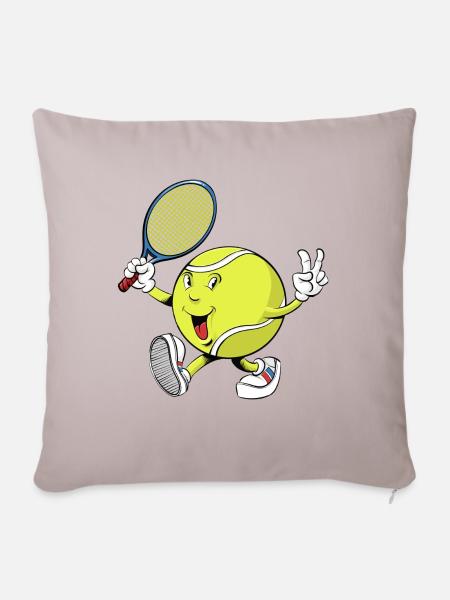 Tennis Cartoon Maskottchen - Sofakissenbezug 45 x 45 cm - helles Taupe