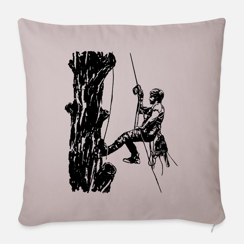 Arboriste grimpeur sur chêne (monochrome) - Housse de coussin décorative 45 x 45 cm - taupe clair