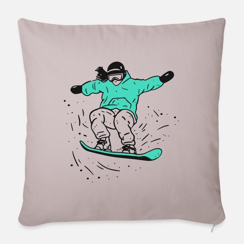 Snowboard-Aktion - Sofakissenbezug 45 x 45 cm - helles Taupe