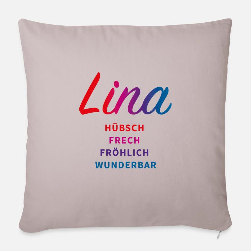 Lina - hübsch frech fröhlich wunderbar - Sofakissenbezug 45 x 45 cm - helles Taupe