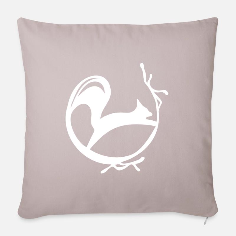 Écureuil Squirrel Bord de café blanc - Housse de coussin décorative 45 x 45 cm - taupe clair