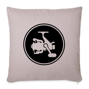 Icône du symbole du moulinet de pêche - Housse de coussin décorative 45 x 45 cm - taupe clair - Devant