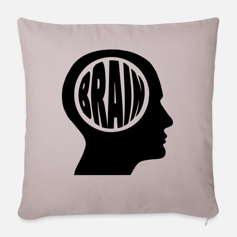 Brain in einem Kopf - Sofakissenbezug 45 x 45 cm - helles Taupe