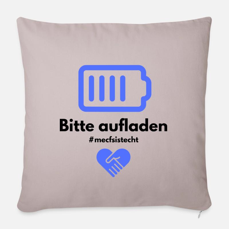 Bitte aufladen BLAU 💙 - Sofakissenbezug 45 x 45 cm - helles Taupe