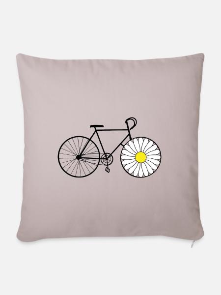 Fahrrad, Rennrad, Margerite, Blumenspeichen _color - Sofakissenbezug 45 x 45 cm - helles Taupe