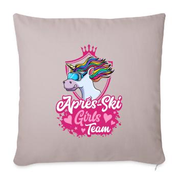 apres ski licorne équipe filles - Housse de coussin décorative 45 x 45 cm - taupe clair - Devant