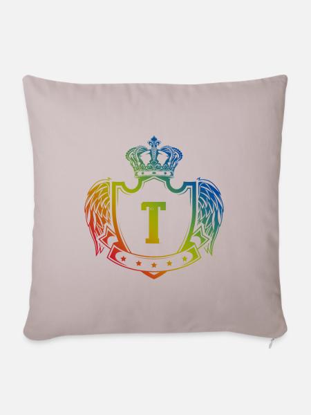 T Buchstabe Wappen - Sofakissenbezug 45 x 45 cm - helles Taupe