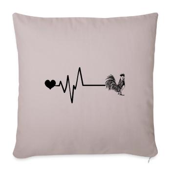 Coq pouls coeur amour - Housse de coussin décorative 45 x 45 cm - taupe clair - Devant