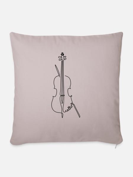 one line cello - Sofakissenbezug 45 x 45 cm - helles Taupe