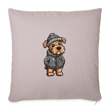 Airedale Terrier Chien Hiver - Housse de coussin décorative 45 x 45 cm - taupe clair - Devant