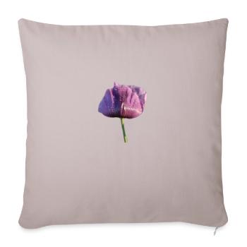 Mohnblume mit Regentropfen - Sofakissenbezug 45 x 45 cm - helles Taupe - Vorne