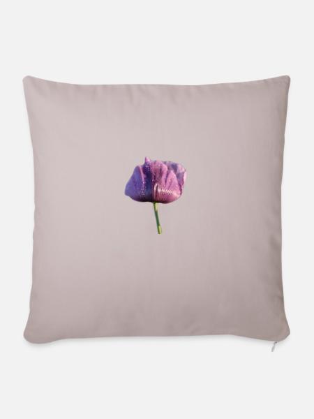 Mohnblume mit Regentropfen - Sofakissenbezug 45 x 45 cm - helles Taupe