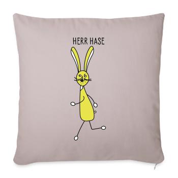 Herr Hase - Sofakissenbezug 45 x 45 cm - helles Taupe - Vorne