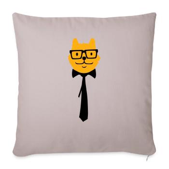 Schlaue Nerd Katze Hornbrille Geek Krawatte Brille - Sofakissenbezug 45 x 45 cm - helles Taupe - Vorne