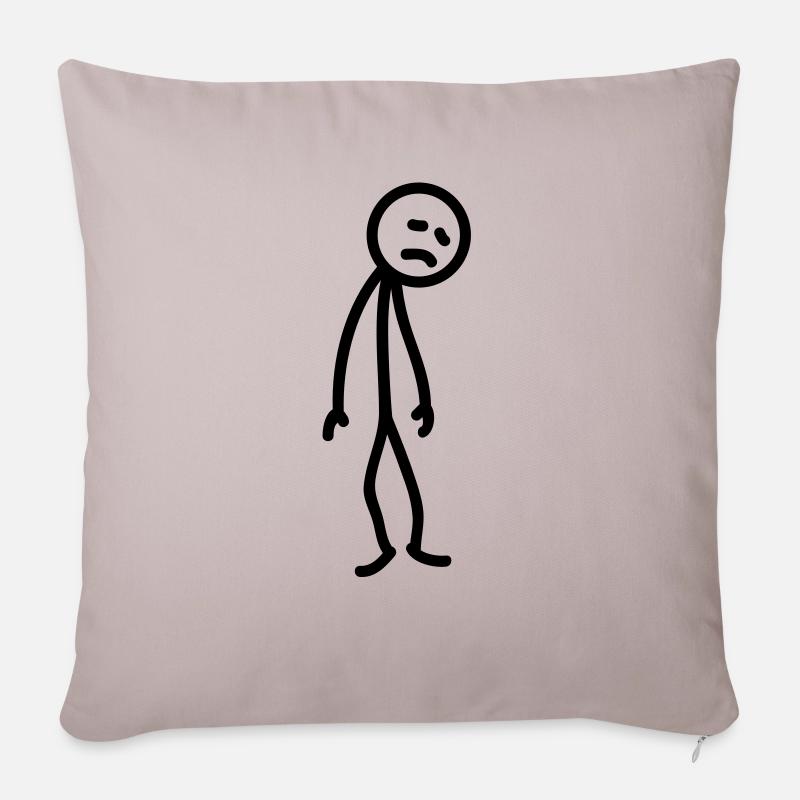 Sad unfortunate stick figure depressed - Sofa pillowcase 17,3'' x 17,3'' (45 x 45 cm) - light taupe
