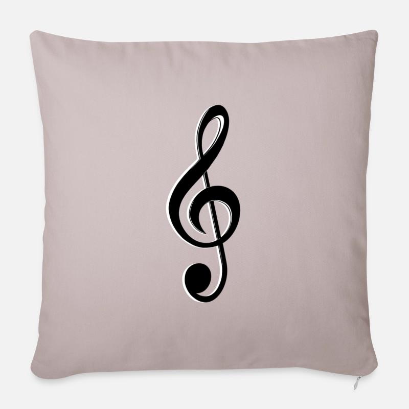 Clé de partition - Housse de coussin décorative 45 x 45 cm - taupe clair