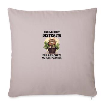 facilement distraite par les chats et les plantes - Housse de coussin décorative 45 x 45 cm - taupe clair - Devant