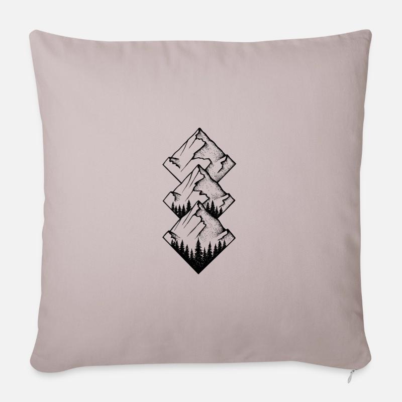 Geometrisches Bergdesign (schwarz) - Sofakissenbezug 45 x 45 cm - helles Taupe