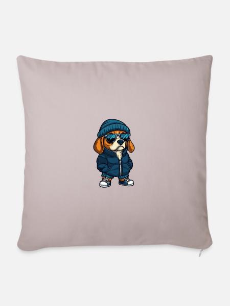 Beagle Hund Winter - Sofakissenbezug 45 x 45 cm - helles Taupe