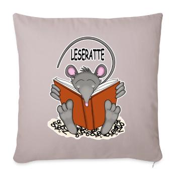 Leseratte - Sofakissenbezug 45 x 45 cm - helles Taupe - Vorne